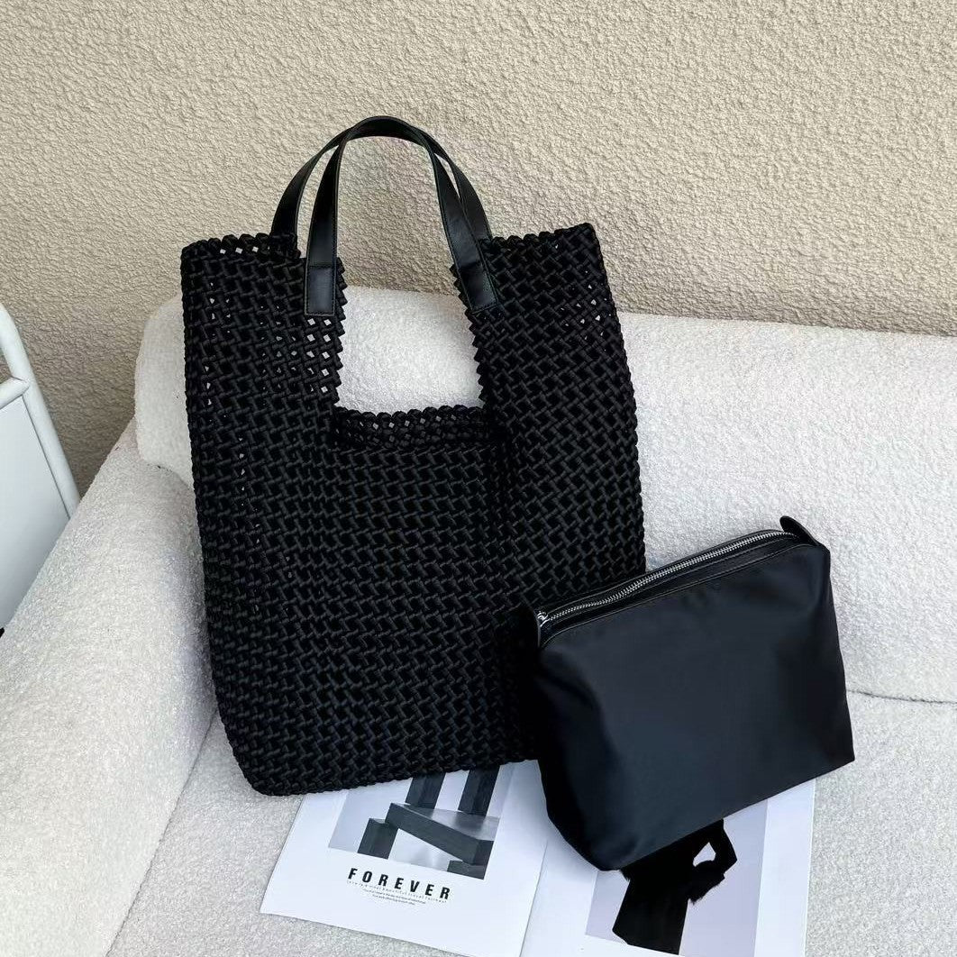 Luxury Hand-woven Silk Satin Windmill Knot Hollow Handbags