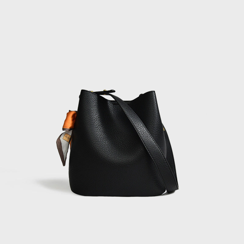 Women's Leather Free Silk Scarf Mother Advanced Bucket Bags