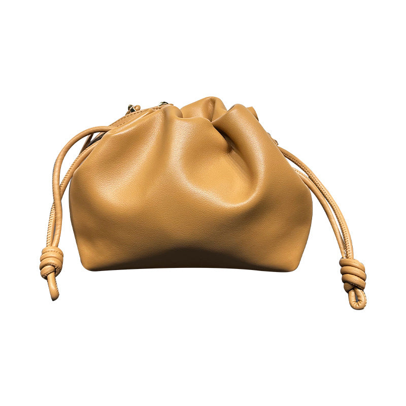 Women's Chinese Style Cowhide Lucky Drawstring Cloud Armpit Bags