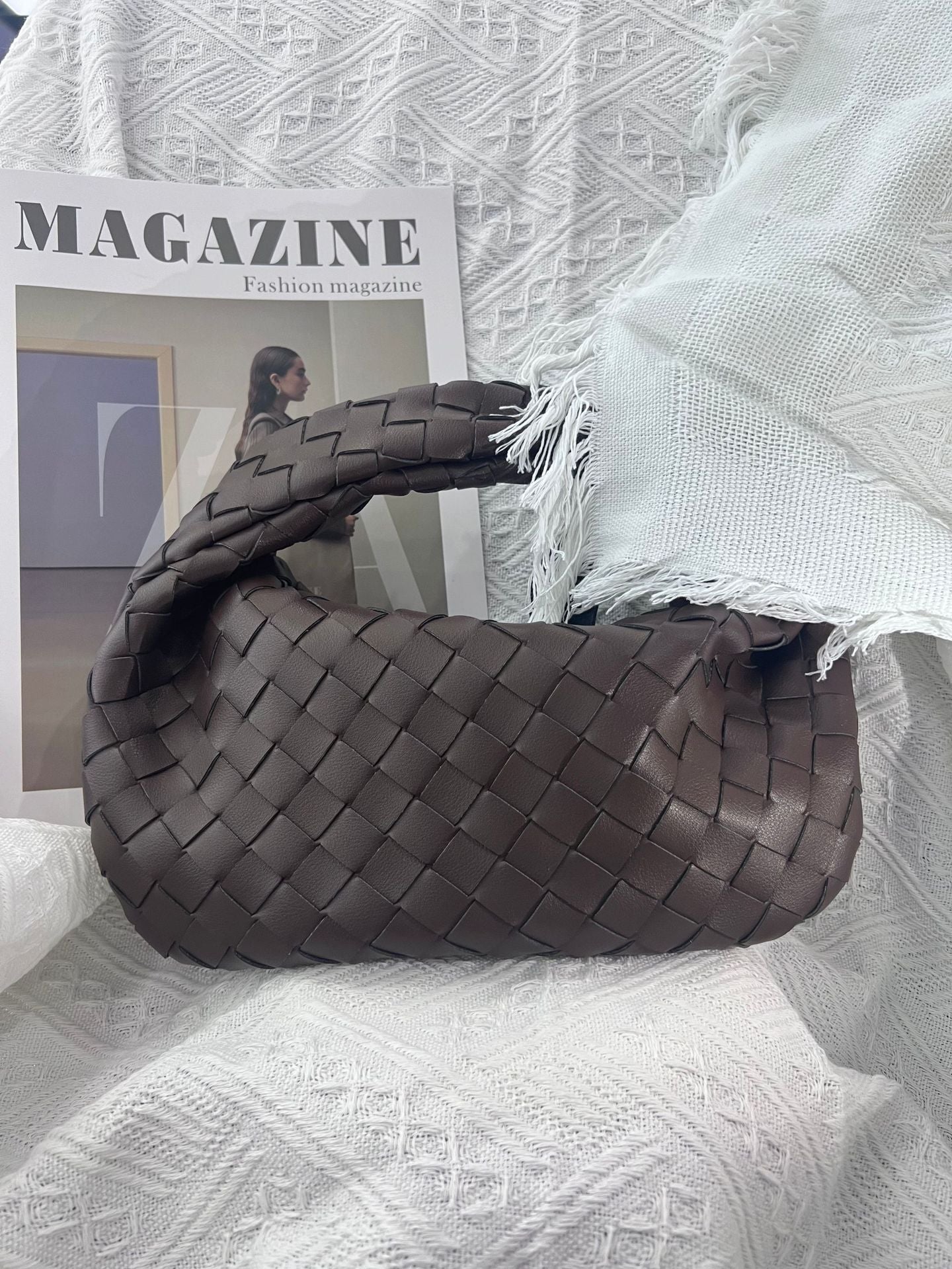 Women's Genuine Leather Hand-woven Cloud Soft Pleated Handbags