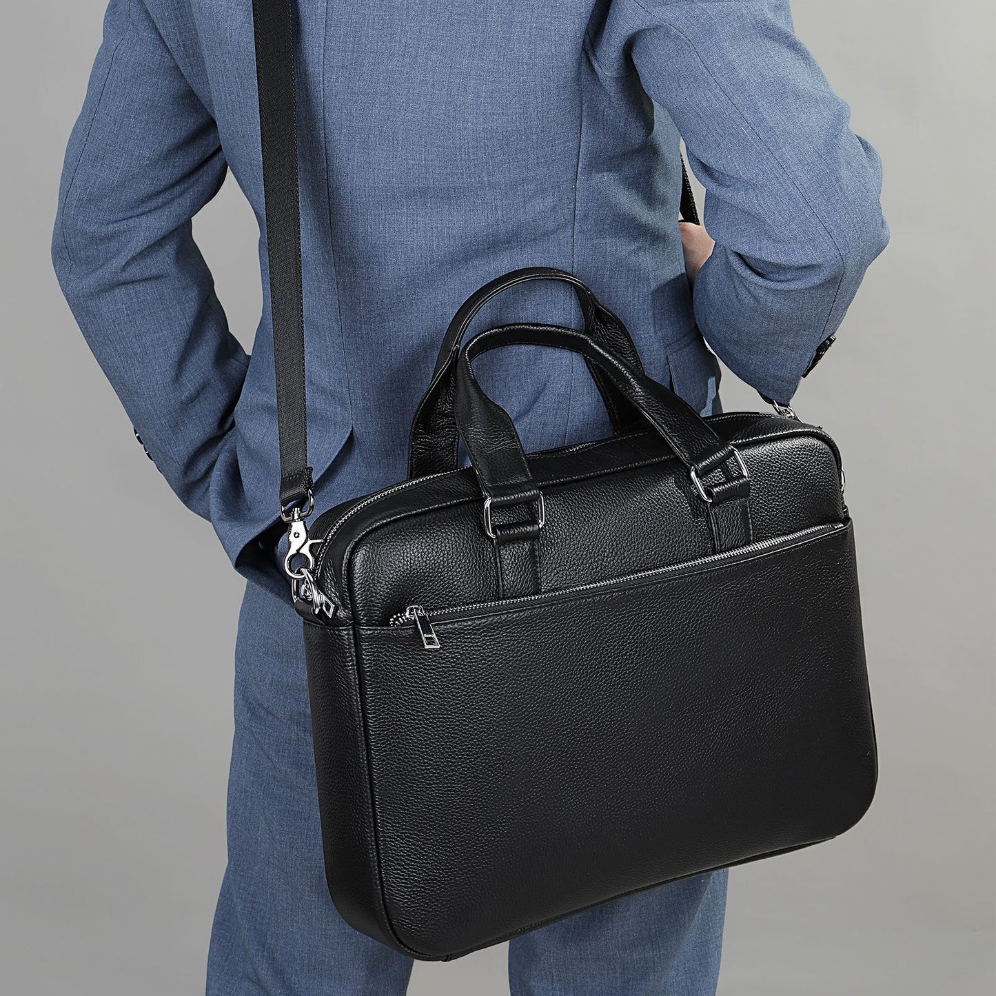 Men's Genuine Leather Horizontal File Cowhide Business Men's Briefcases