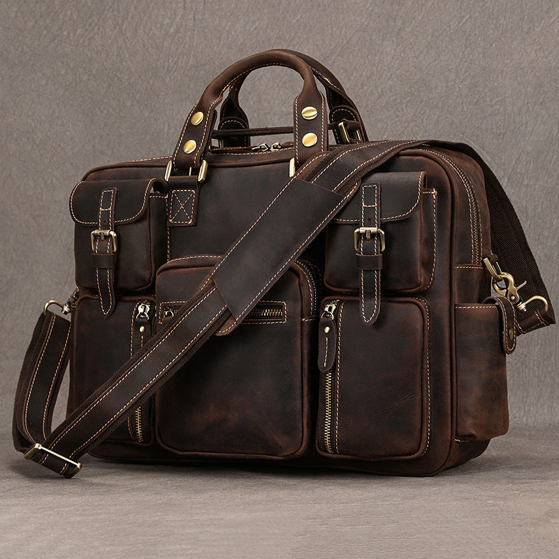 Men's Retro Business First Layer Cowhide Leather Bags