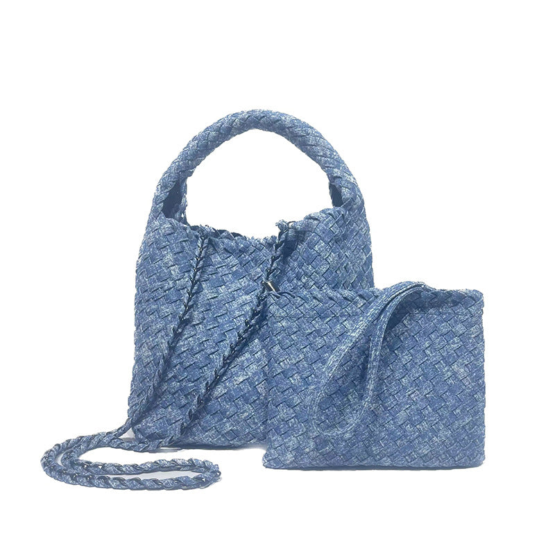 Women's Snowflake Denim Woven Chain Jean Mother Handbags
