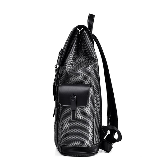 Men's Large Plaid Fashion Trendy Capacity Green Backpacks