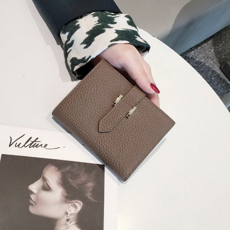 Women's Quality Double Folding Zipper Top Layer Handbags