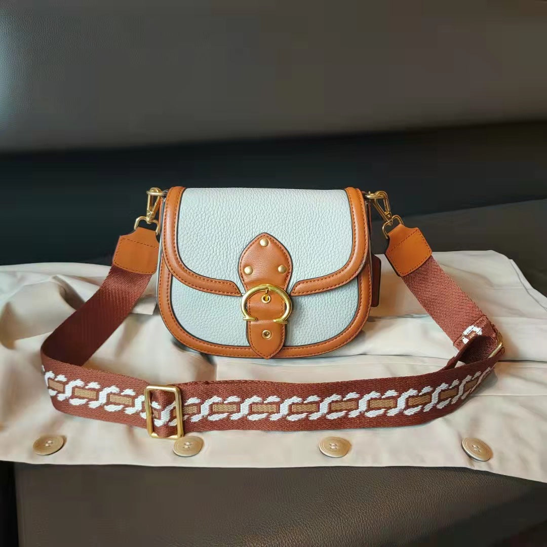 Women's Saddle Korean Color Contrast Patchwork Personality Crossbody Bags