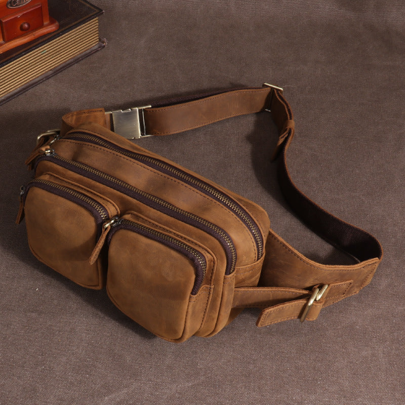 Men's Leather Pocket Cashier First Layer Cowhide Men's Waist Packs