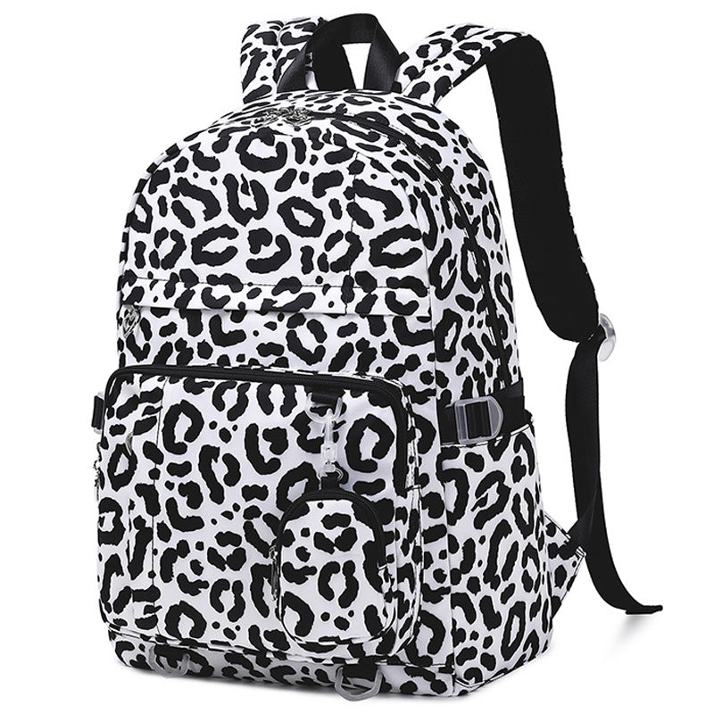 Women's College Leopard Print For Cows Pattern Middle School Students' Schoolbags