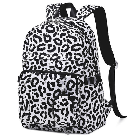 Women's College Leopard Print For Cows Pattern Middle School Students' Schoolbags