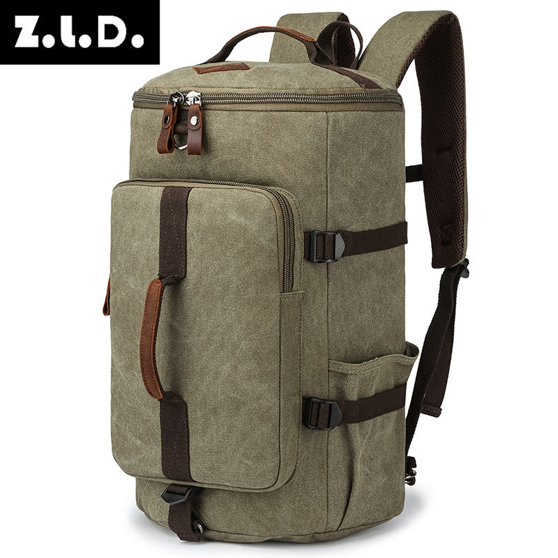 Retro Canvas Large Capacity Cylinder Unisex Backpacks