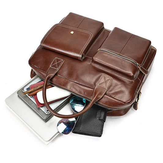 Men's Business Genuine Leather Document Vintage First Men's Handbags