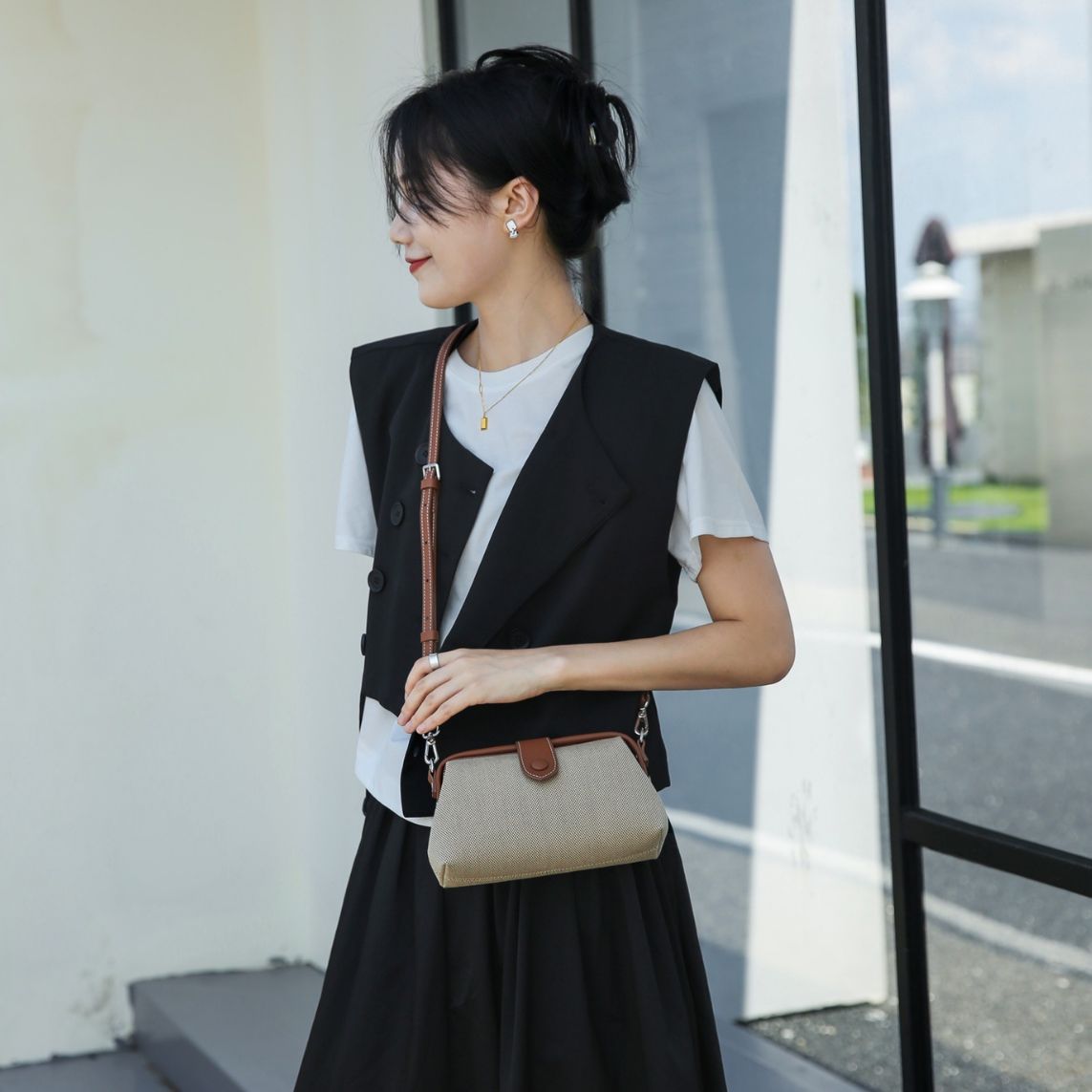 Women's Canvas Summer Wind Genuine Leather Fashion Crossbody Bags