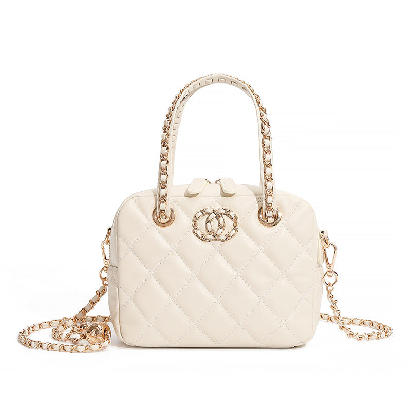 Diamond Pattern Portable Advanced Top Layer Handbags