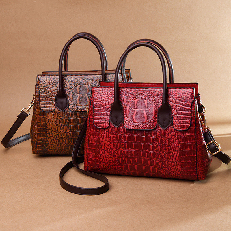 Women's Beautiful Retro Commuter Crocodile Pattern Tote Bags