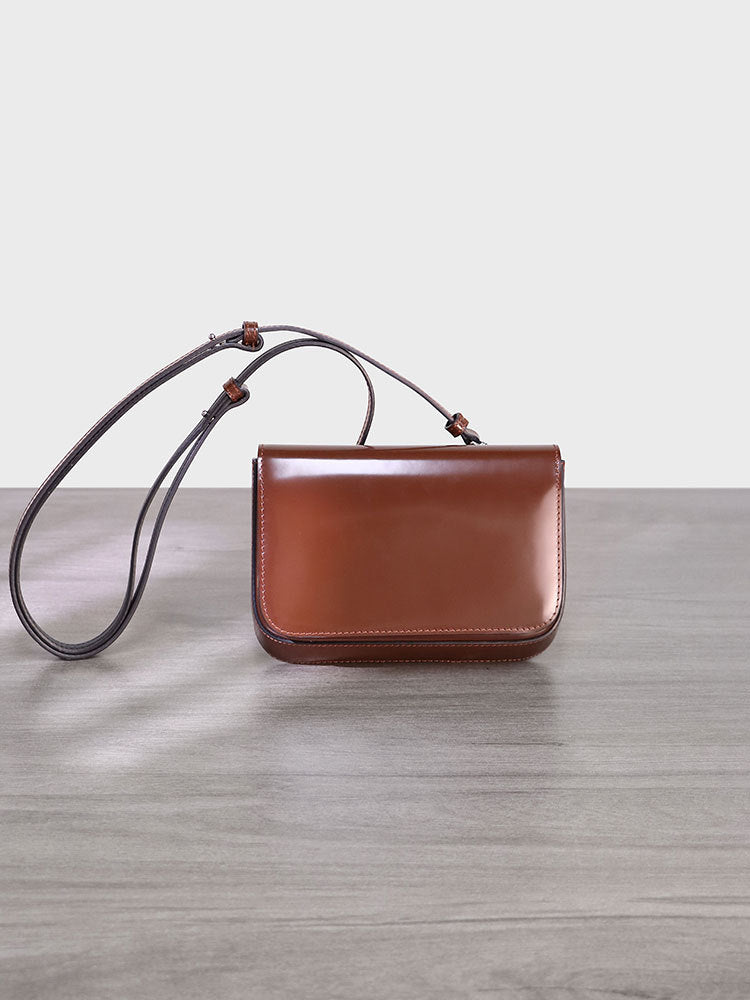 Leather Brown Black Glossy High-grade Mini Crossbody Bags