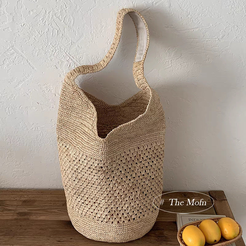 Women's Woven Packing Straw Large Capacity Totes Bucket Bags