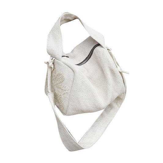 Women's Linen Handmade Embroidery Ethnic Style Canvas Shoulder Bags