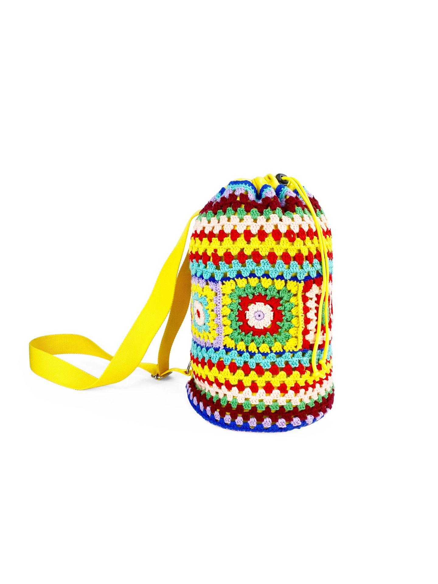 Fashion Drawstring Contrast Color Grandma Woven Crossbody Bags