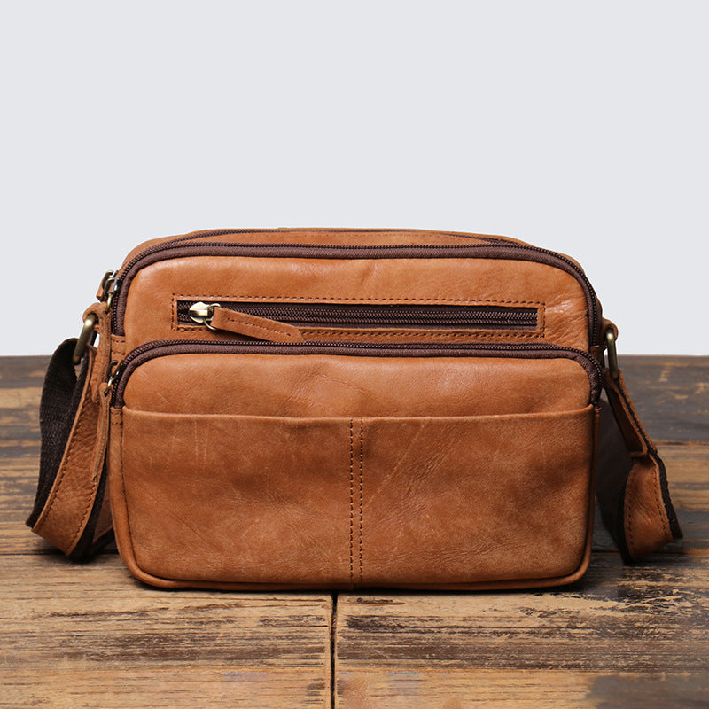 Men's Vintage Leather Matte Cowhide Large Capacity Men's Shoulder Bags