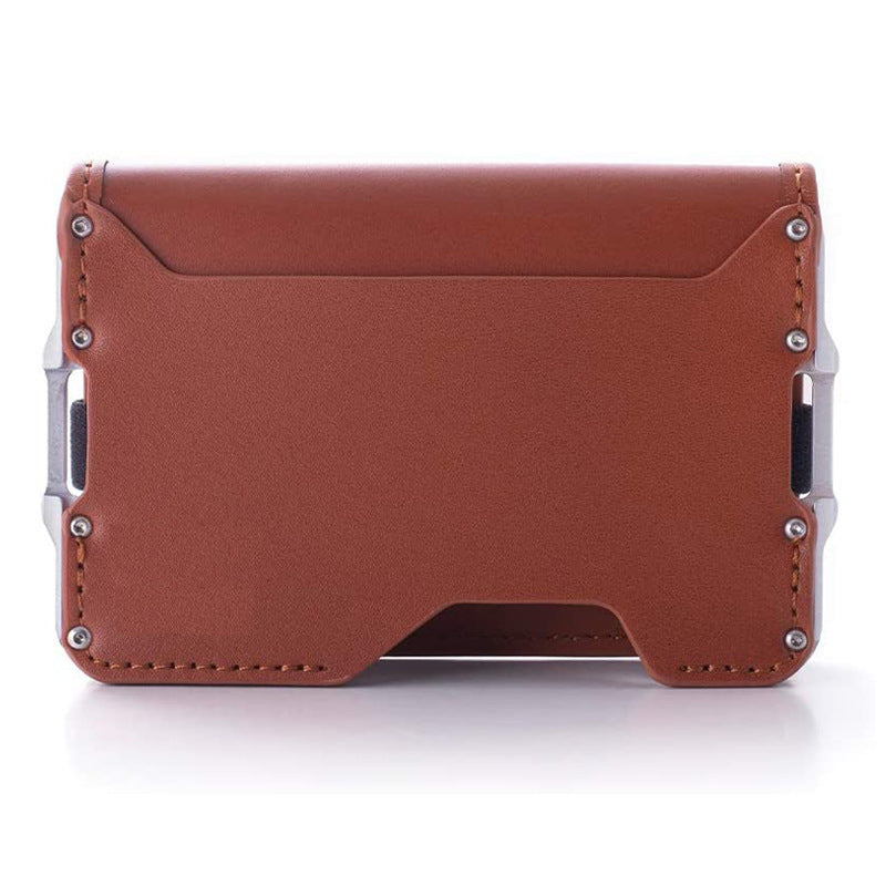 Men's Leather Metal Aluminum Alloy Bank Card Holder