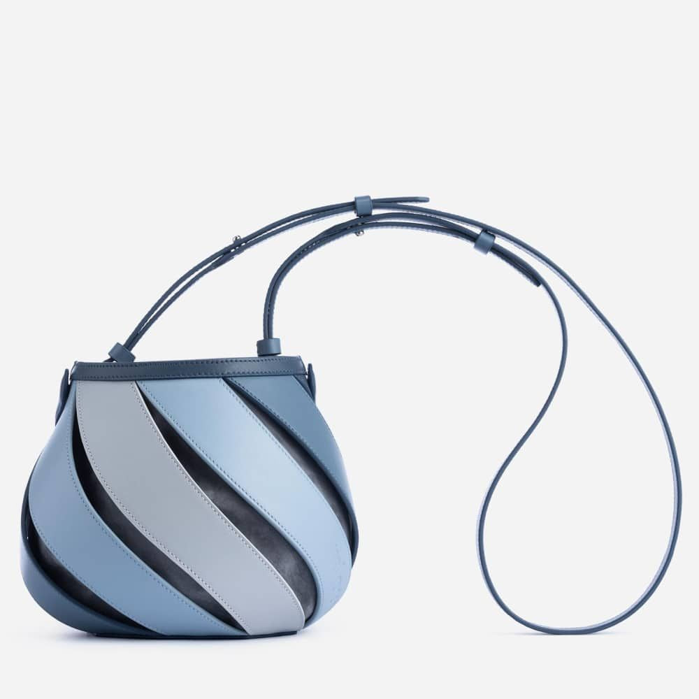 Design Rainbow Contrast Stitching Geometric Cylinder Bucket Bags