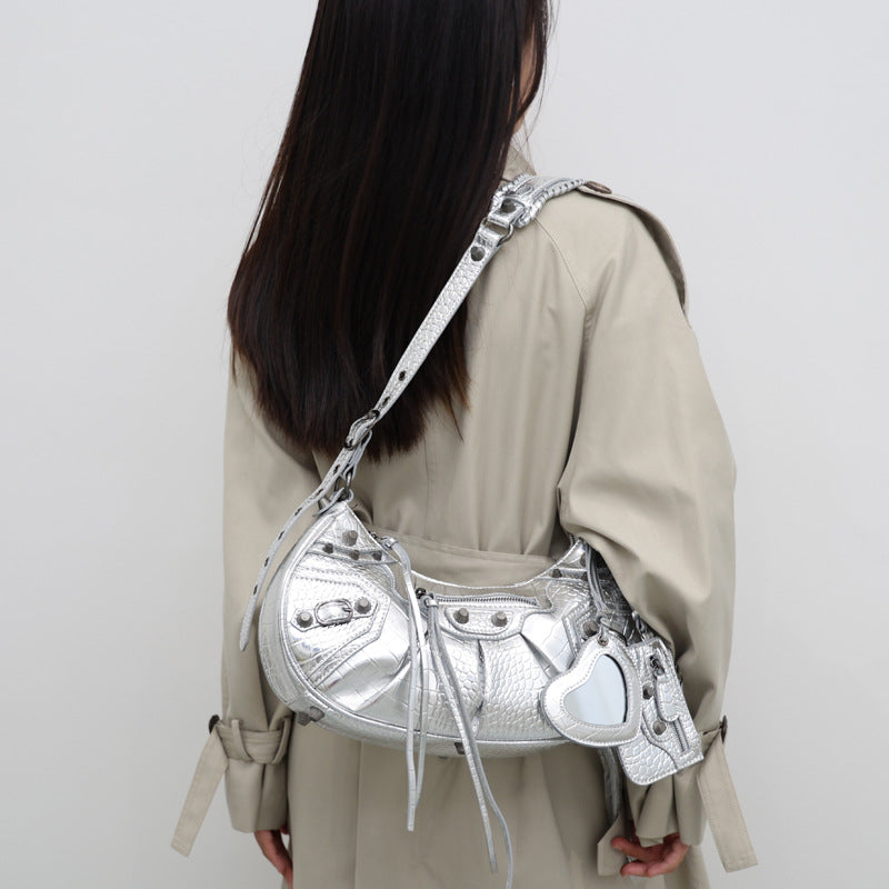 Motorcycle Three-in-one Crocodile Rivet Underarm Selenodont Shoulder Bags