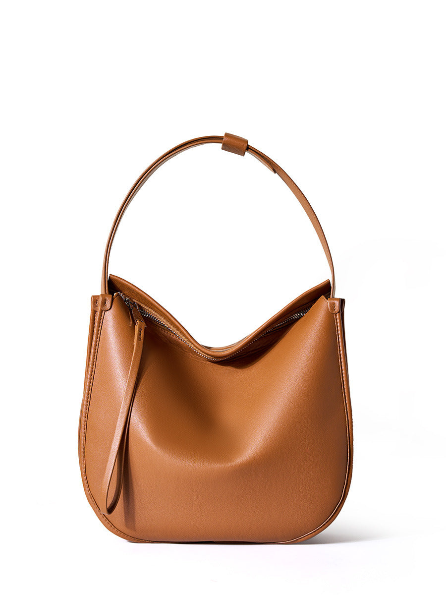 Simple Soft Leather Commuter Large Capacity Tote Bags
