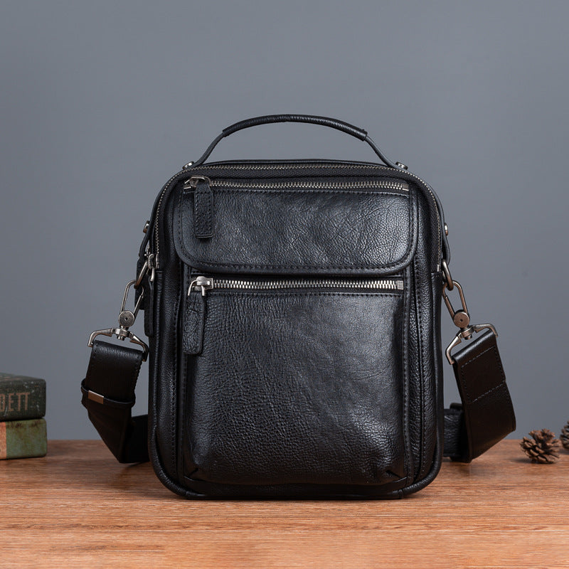 Men's Vegetable Tanning Leather Retro Daily Computer Men's Messenger Bags