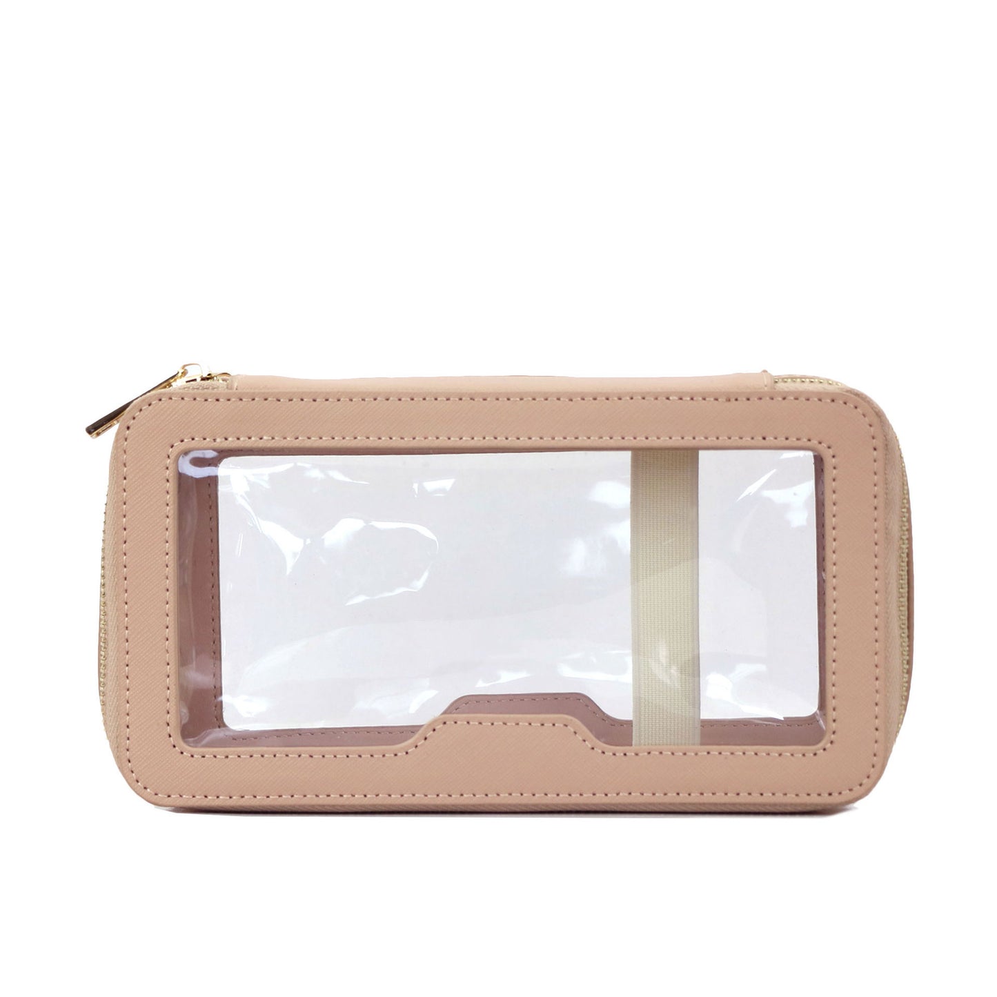 Leather Transparent Waterproof Portable Toiletry Double Cosmetic Bags