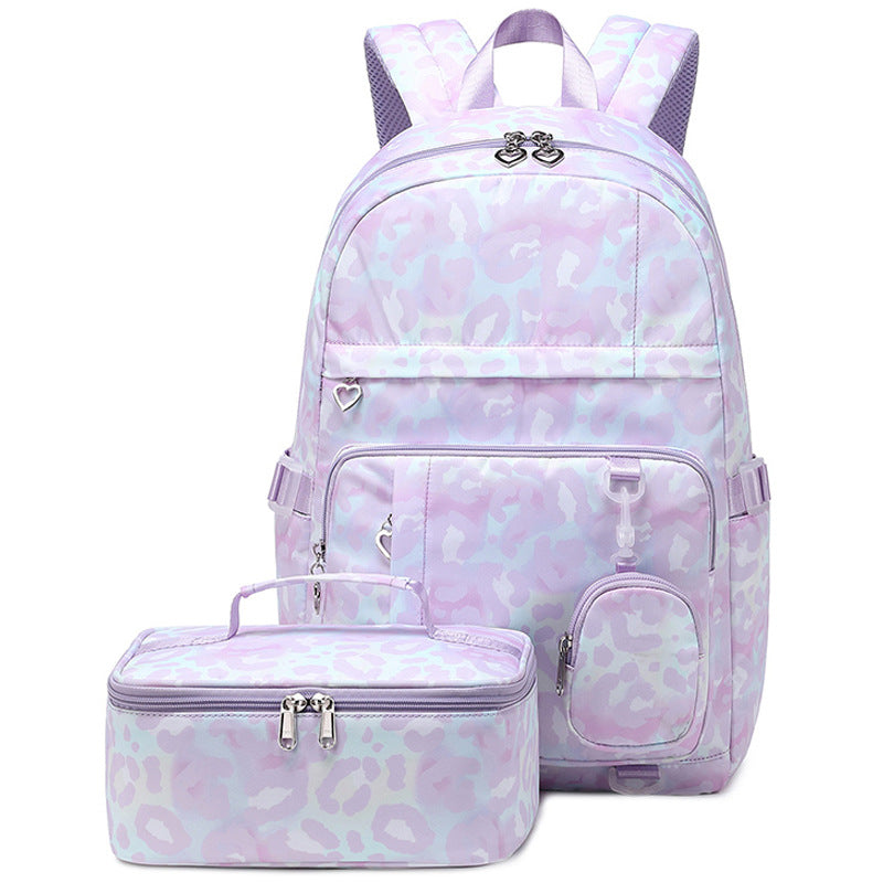 Women's College Leopard Print For Cows Pattern Middle School Students' Schoolbags