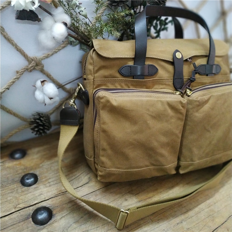 Men's Oil Wax Canvas Official Document Computer Men's Briefcases
