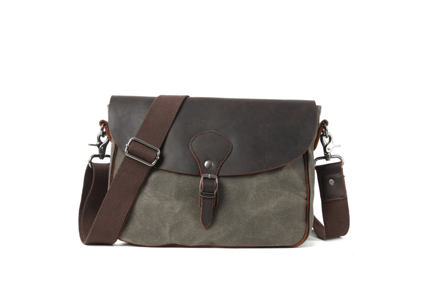 Men's Trendy Oil Wax Canvas With Leather Men's Messenger Bags