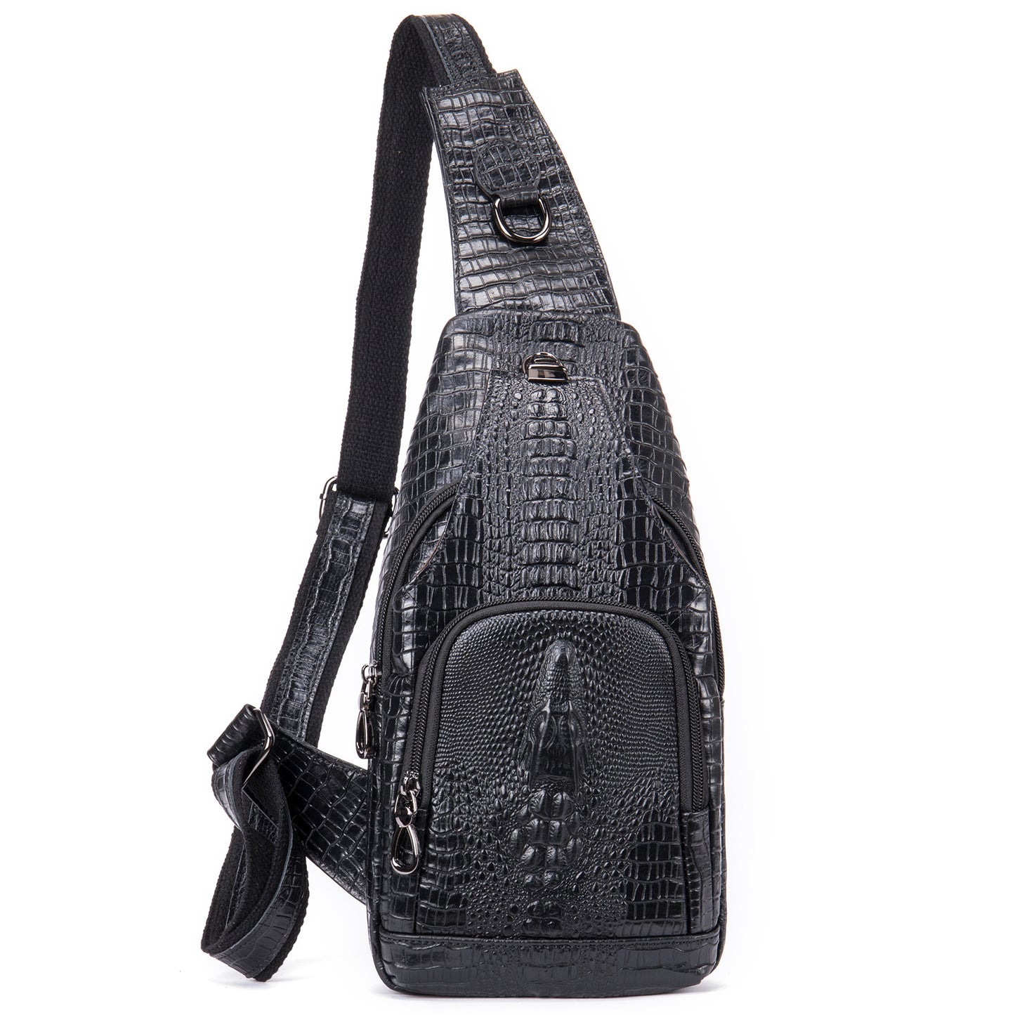 Men's Classic Leather Cowhide Crocodile Pattern Bags