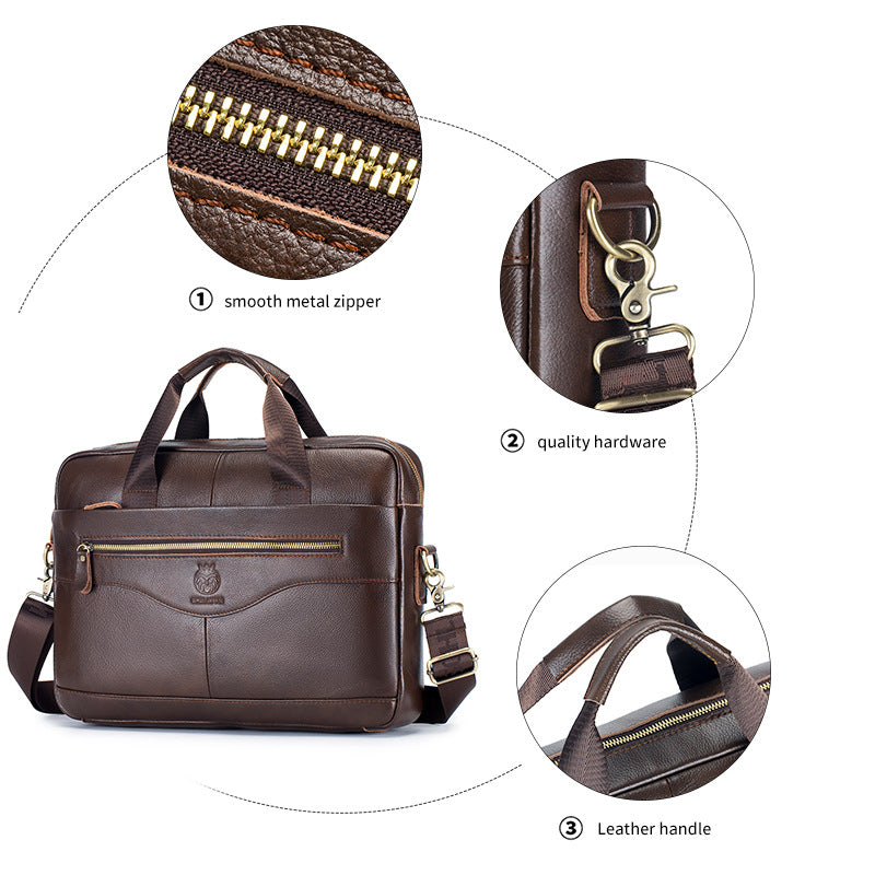 Men's Leather High-grade First Layer Cowhide Business Men's Briefcases