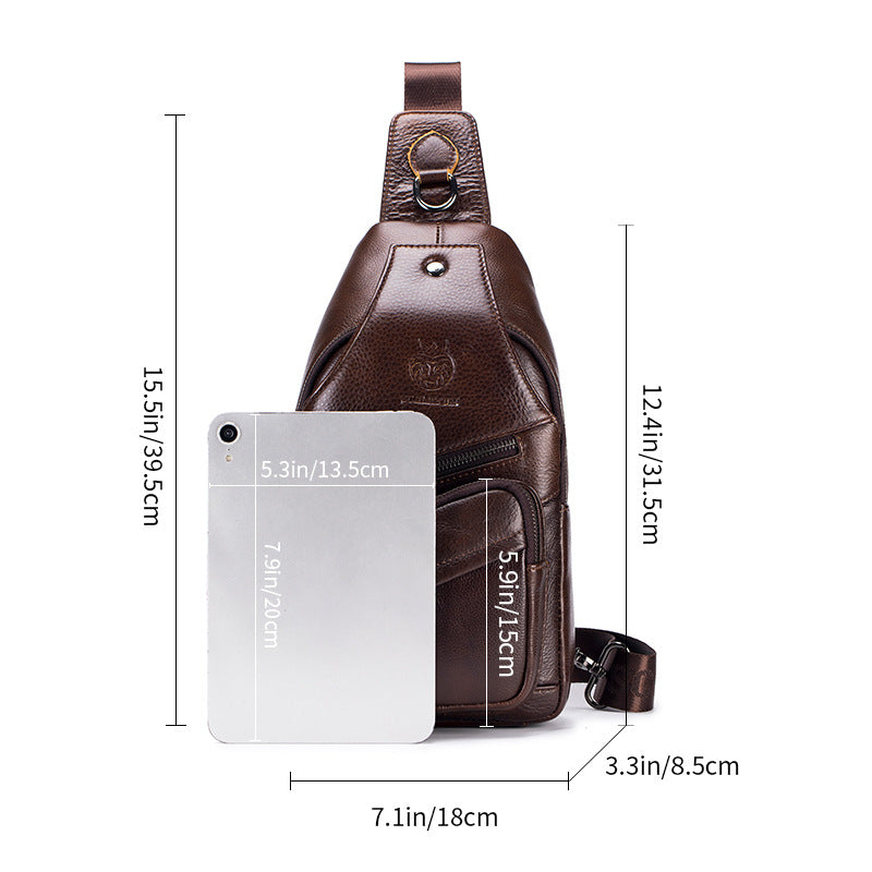 Men's Leather Retro High-grade First Layer Cowhide Men's Chest Bags