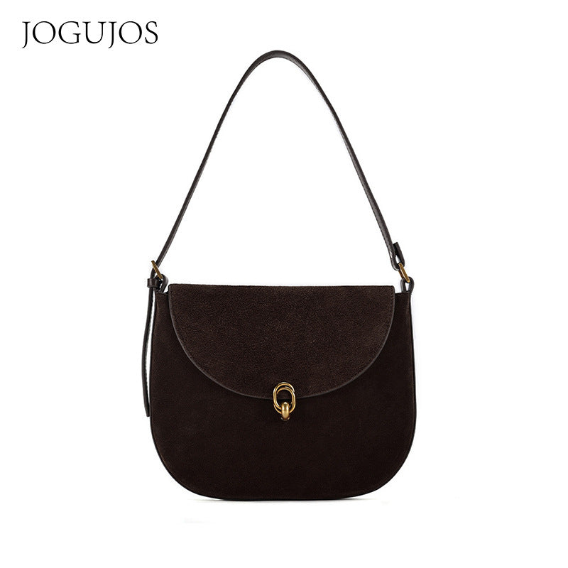 Women's Suede Leather Fashion Underarm Genuine Large Armpit Bags