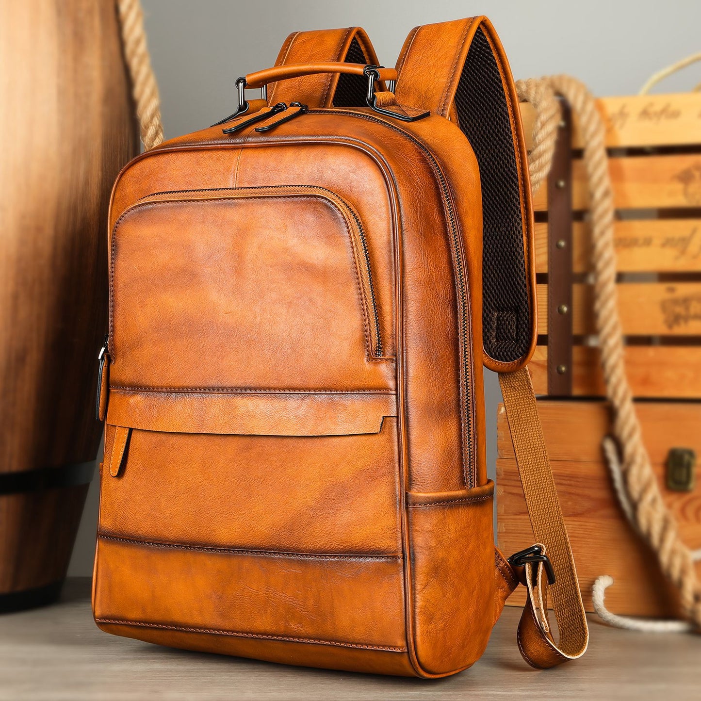 Men's Horse Leather First Layer Cowhide Retro Backpacks