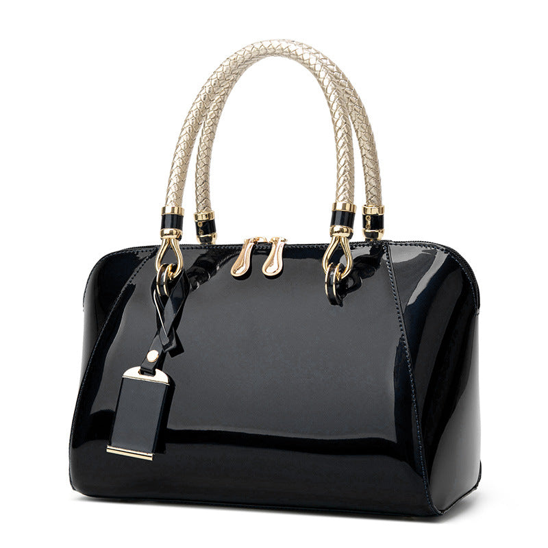 Women's Patent Leather Shiny Boston Fashion Shoulder Bags