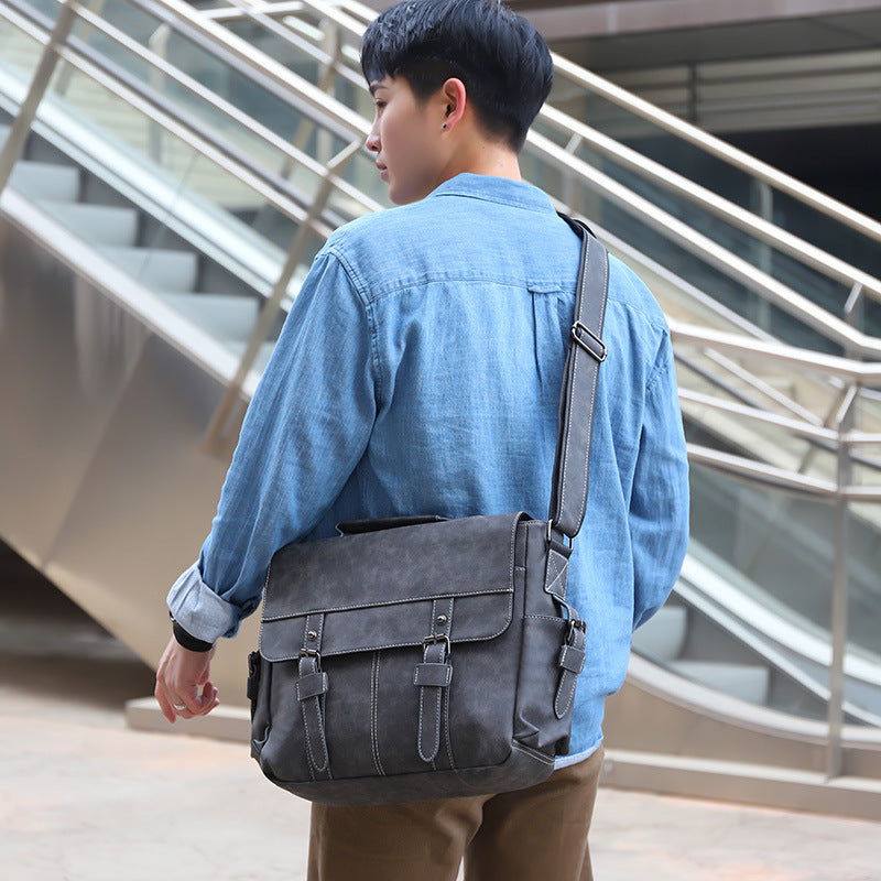 Men's Trendy Retro Leather Simple Document Men's Shoulder Bags