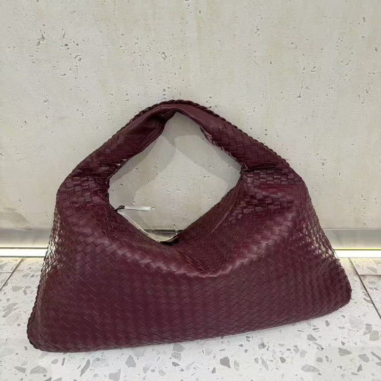 Women's Trendy Large Capacity Sheepskin Hand-woven Shoulder Bags