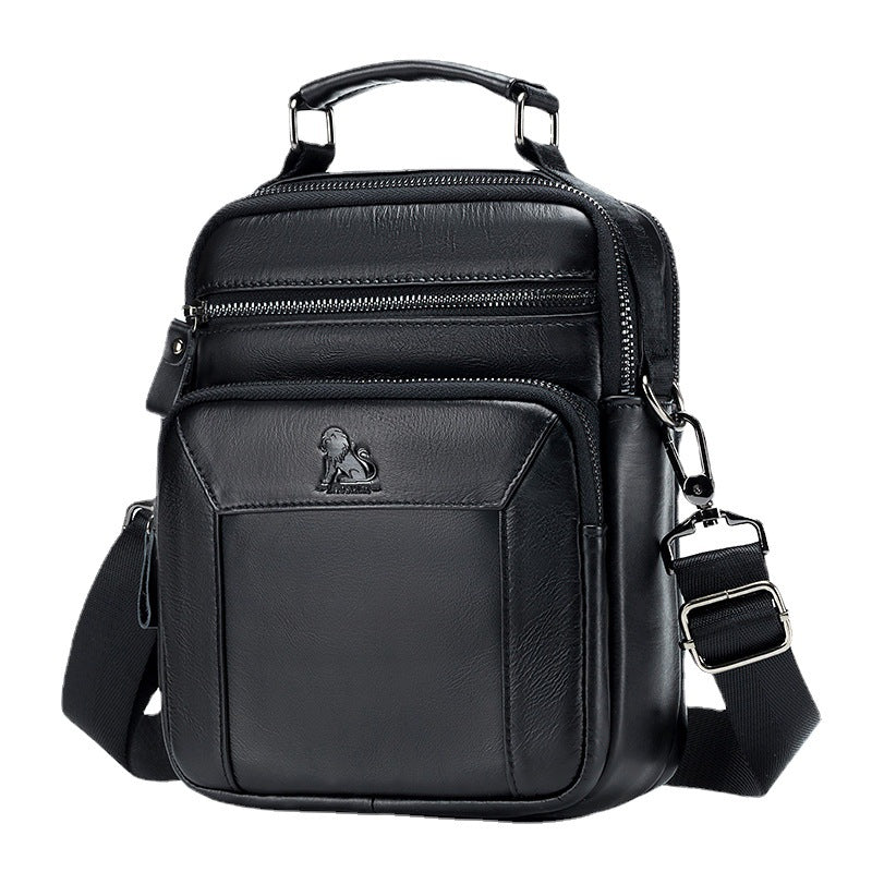 Men's Old Lion Cowhide Fashion Vertical Toe Cap Men's Shoulder Bags