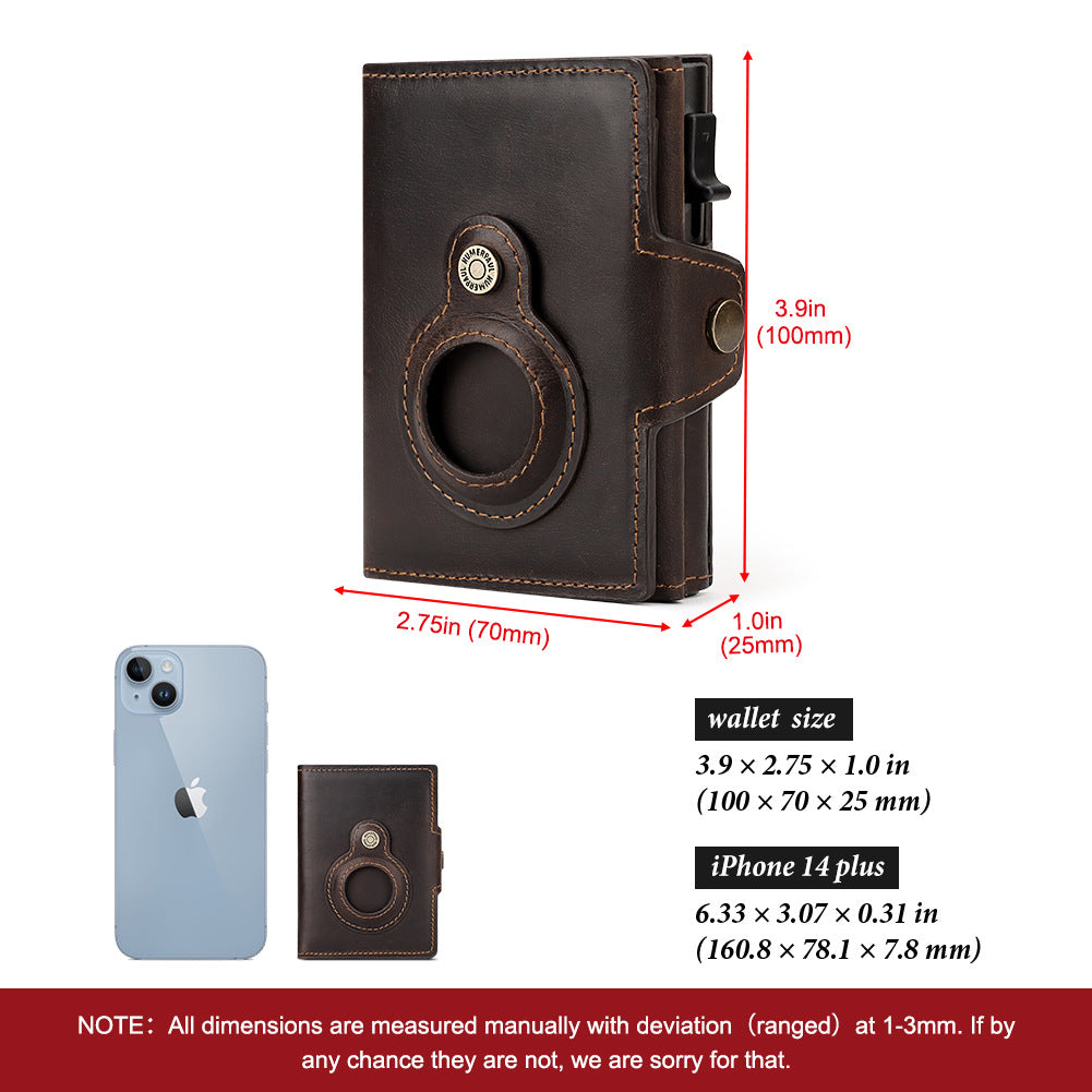 Layer Cowhide Automatic Delivery Metal Cartridge Card Holder