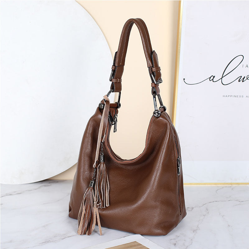 Women's First Layer Cowhide Genuine Leather Simple Shoulder Bags