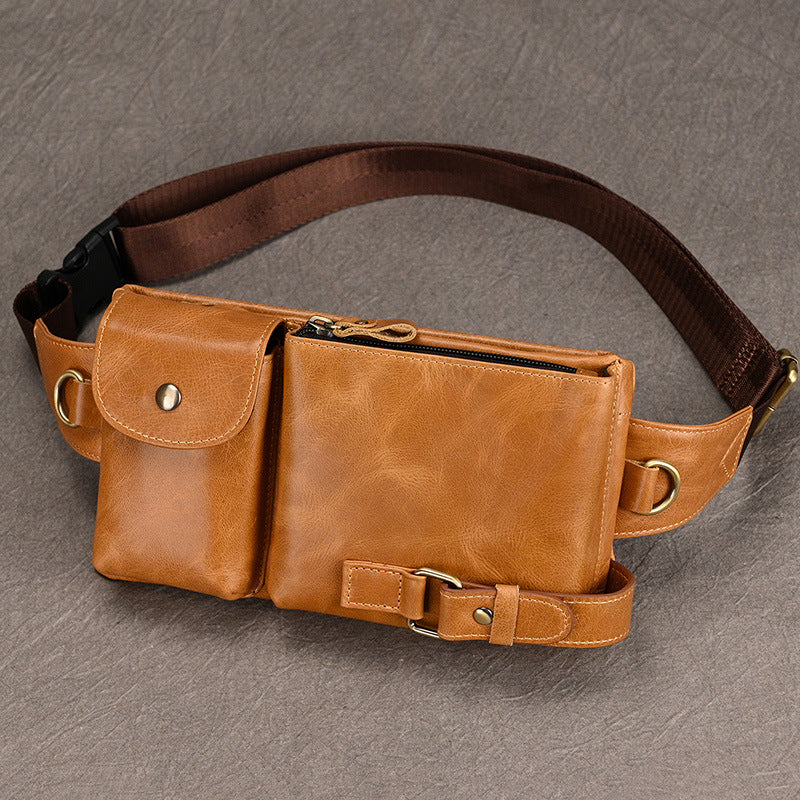 Men's Leather Pocket Crazy Horse Oil Outing Men's Waist Packs
