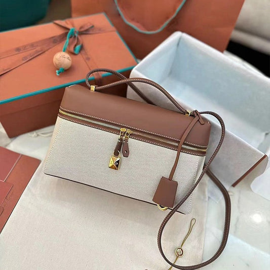 Leather Canvas Underarm Italian Original Zipper Shoulder Bags