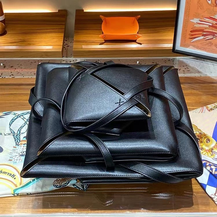 Layer Cowhide Large Capacity Geometric Portable Bags