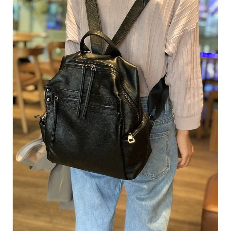 Women's Fashion Genuine Leather Retro Tide Backpacks