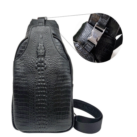Men's Crocodile Pattern For Leather Pocket Cowhide Men's Chest Bags