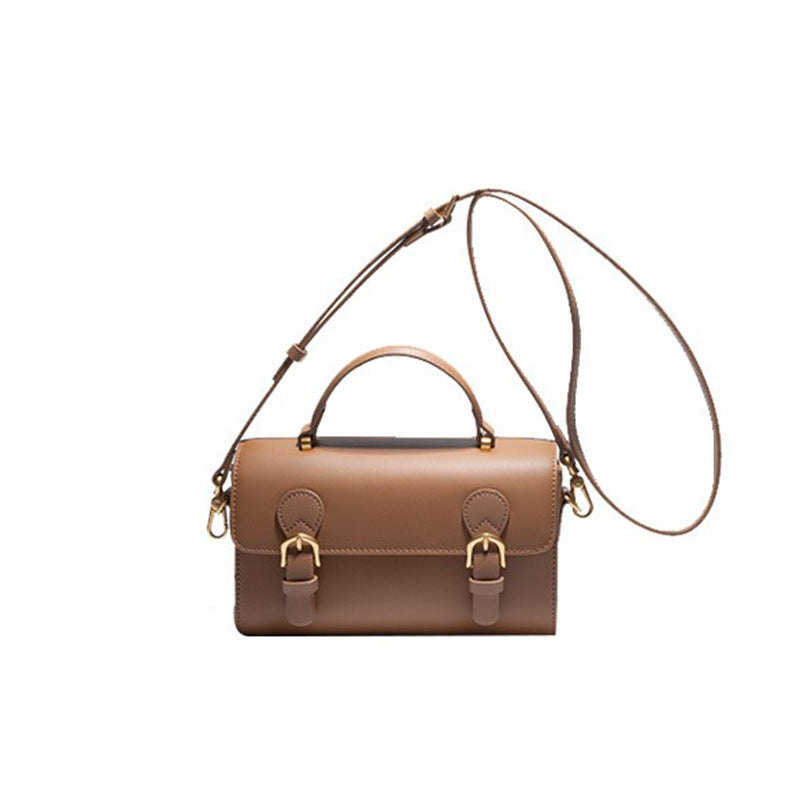 Genuine Leather Design College Style Postman Small Square Bags