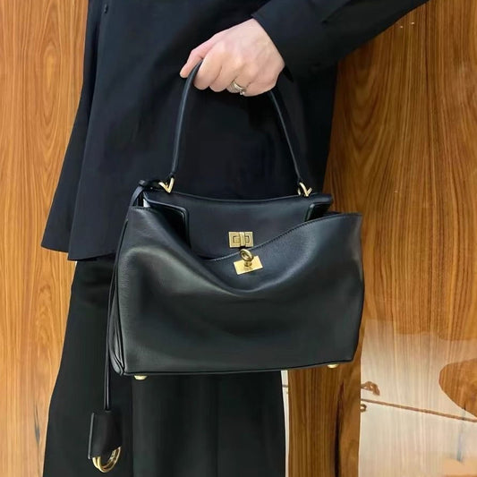 Large Capacity Loose Neutral Kelly Genuine Tote Bags